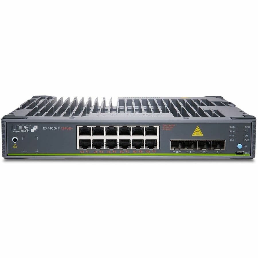 Juniper EX4100-F 12-port PoE+ TAA managed access switch for edge deployments