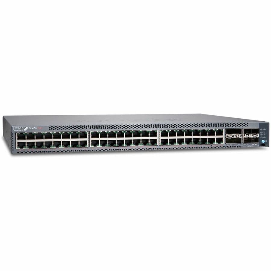 Juniper EX4100-48MP managed 48-port PoE switch with 4 SFP uplinks for dense rack-mounted access networking