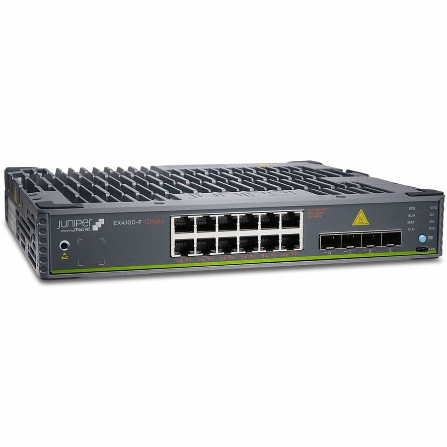 Juniper EX4100-F-12P managed PoE switch bundle with 12 ports and 10 Gigabit Ethernet
