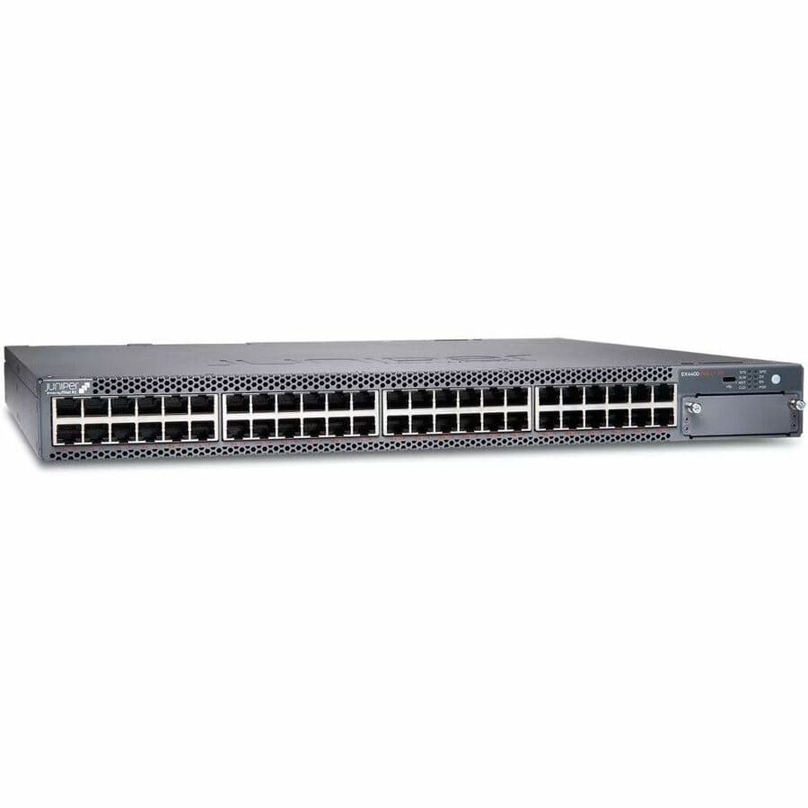 Juniper EX4400-48XP 48-port 1 GbE PoE switch with 2 x 100 GbE uplinks in 1U rack-mount design