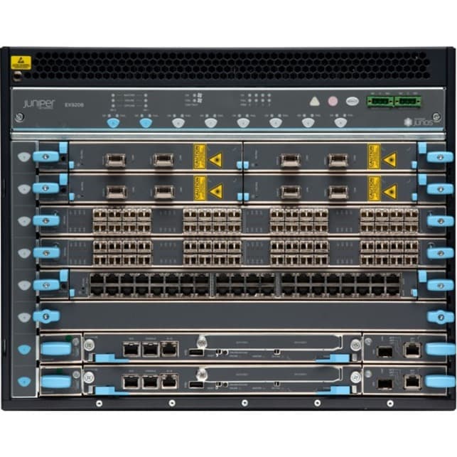 Juniper EX9208 base chassis for data center switching with dual RE2 and SF3 support