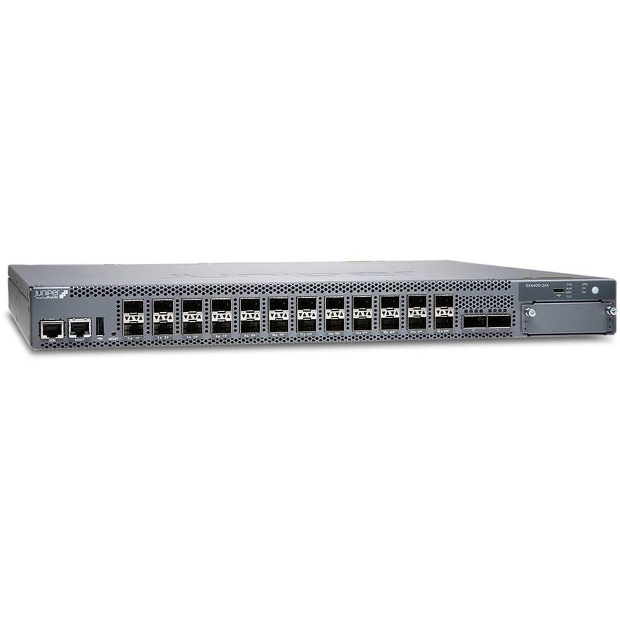 Juniper EX4400-24X-DC managed switch with 24 x 10GbE ports and 2 x 100GbE uplinks