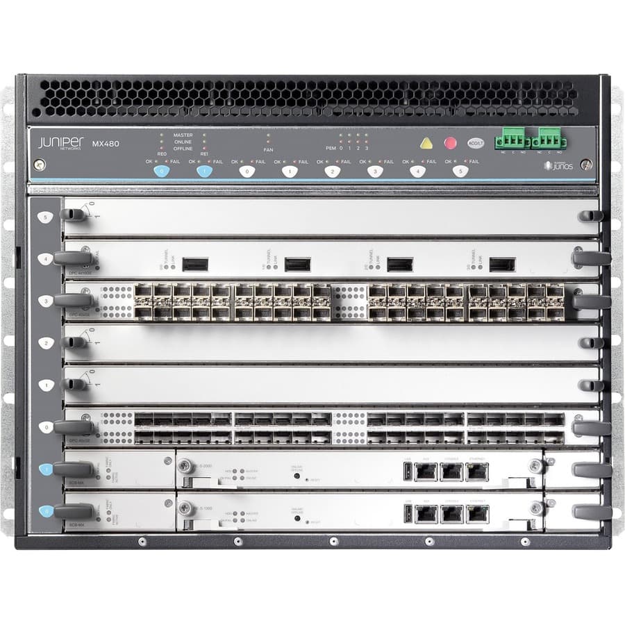 Juniper MX480 premium bundle carrier-grade router in AC power configuration