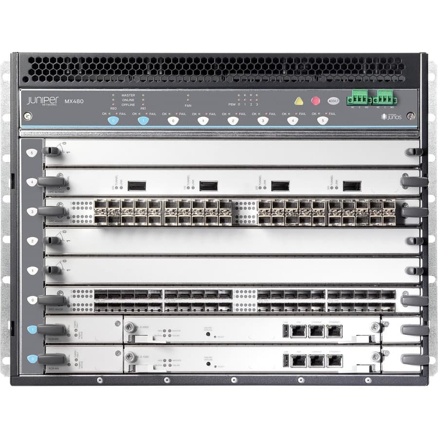 Juniper MX480 premium bundle carrier-grade router with DC power for service edge deployments