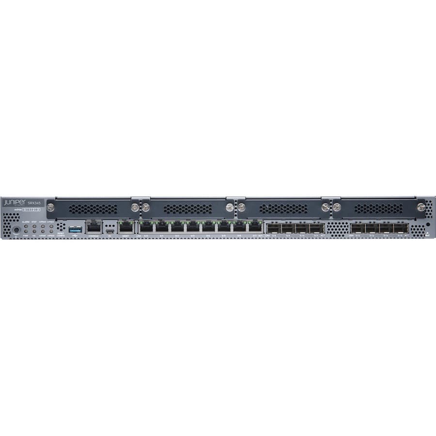 Juniper SRX345 DC PSU and Junos Base enterprise router for secure branch networking