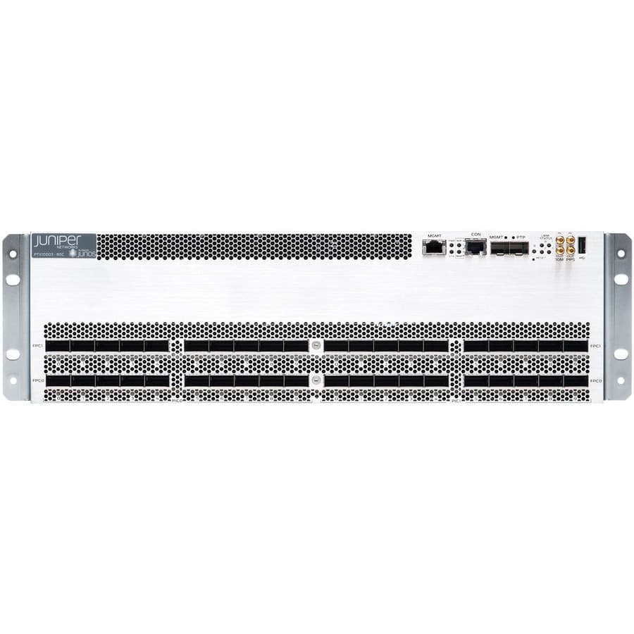 Juniper PTX10003 router with 80 x 100GE ports and DC power configuration