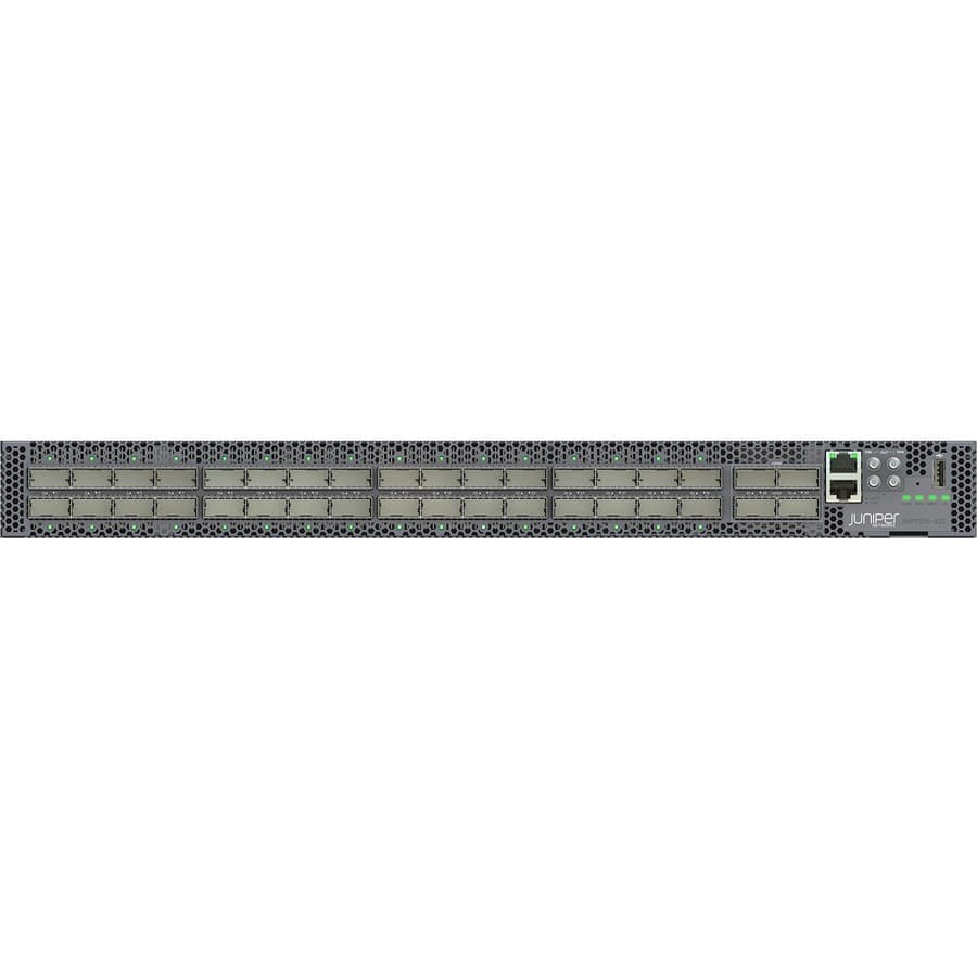 Juniper ACX7100-32C-DC-AO router with 32 QSFP28 ports and 4 QSFP56-DD ports