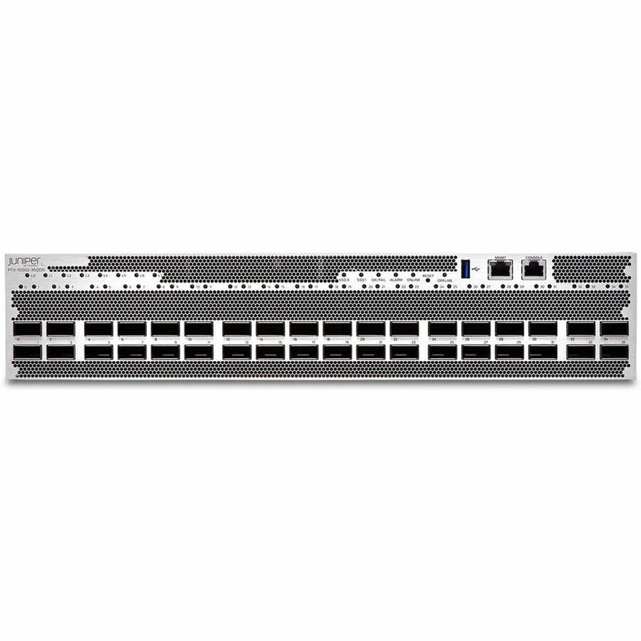 Juniper PTX10002 limited chassis spare with 36 QSFP-DD800 ports for carrier routing deployments
