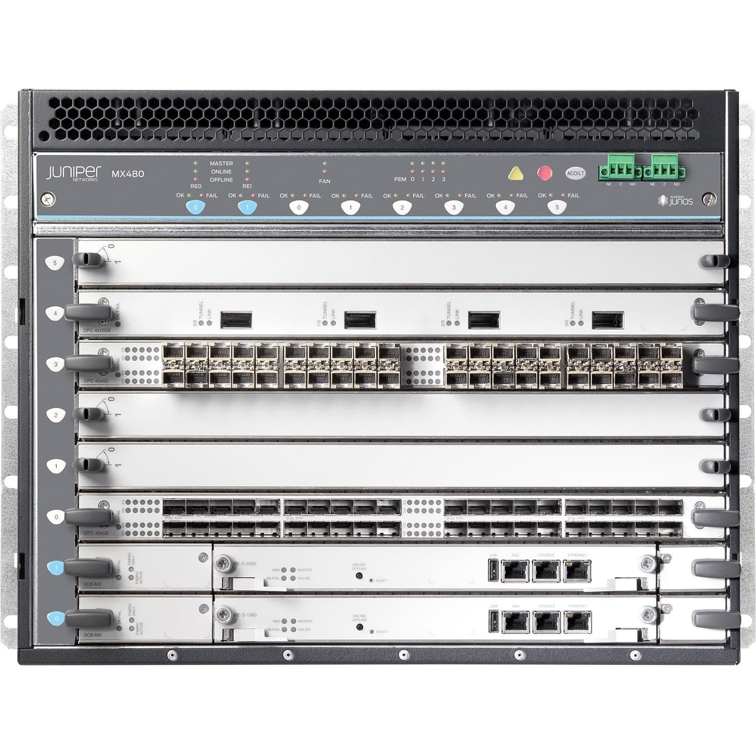 Juniper MX480 premium bundle carrier-grade router in AC power configuration