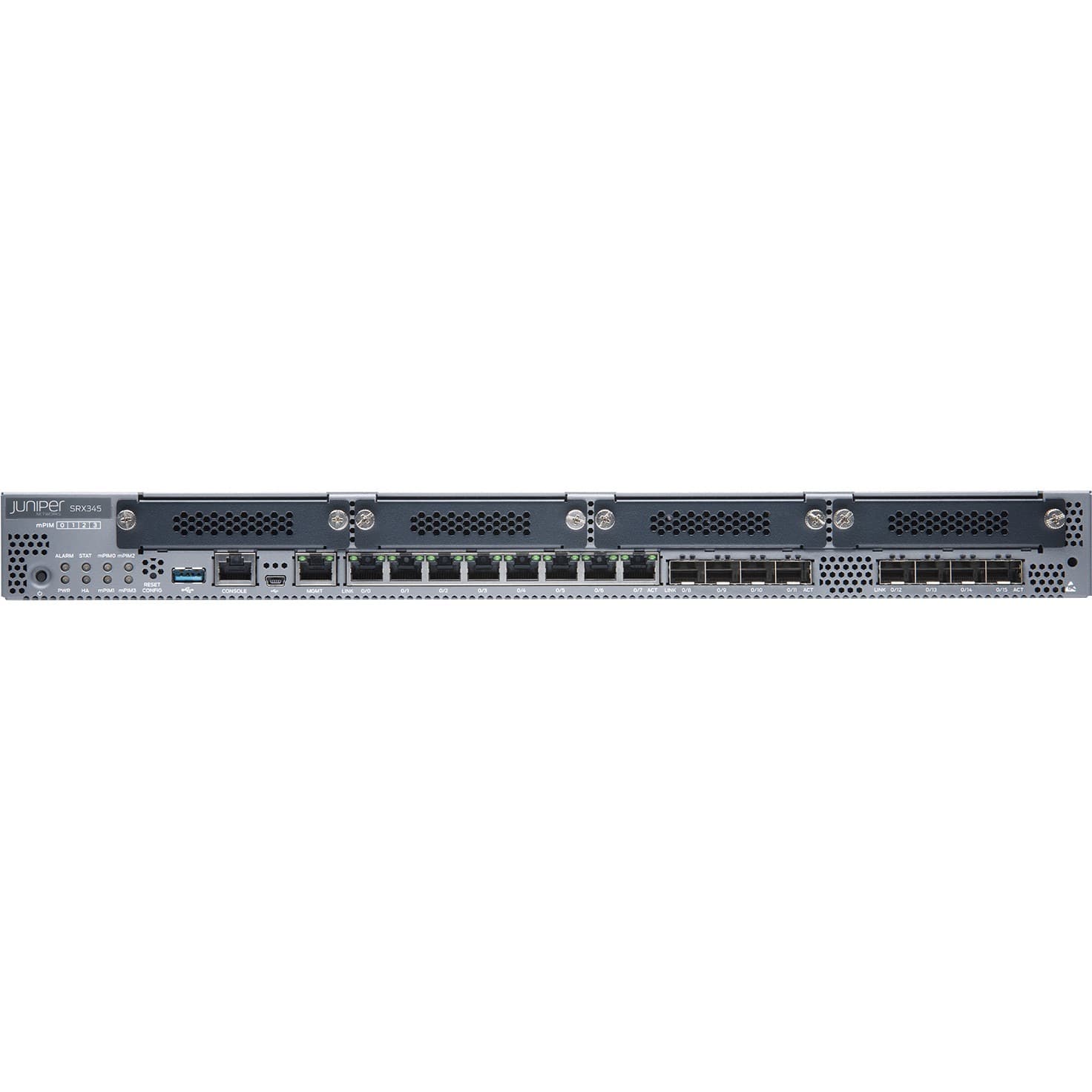 Juniper SRX345 DC PSU and Junos Base enterprise router for secure branch networking