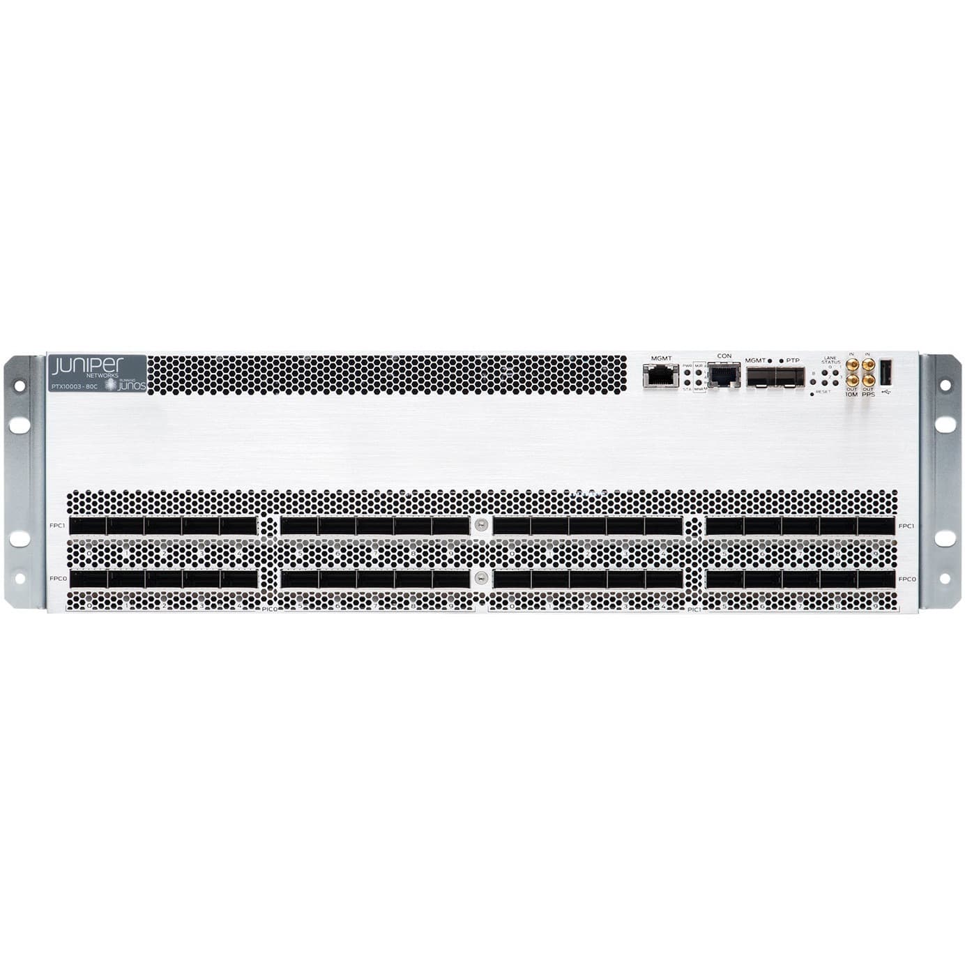 Juniper PTX10003-80C-AC carrier-grade routing chassis with 80 x 100GE capacity and AC power