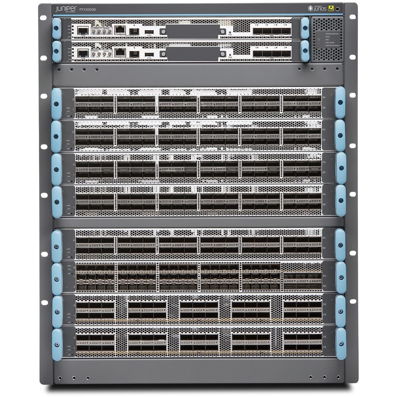 Juniper PTX10016 base system for 14.4T line cards in a carrier-grade rack-mount chassis