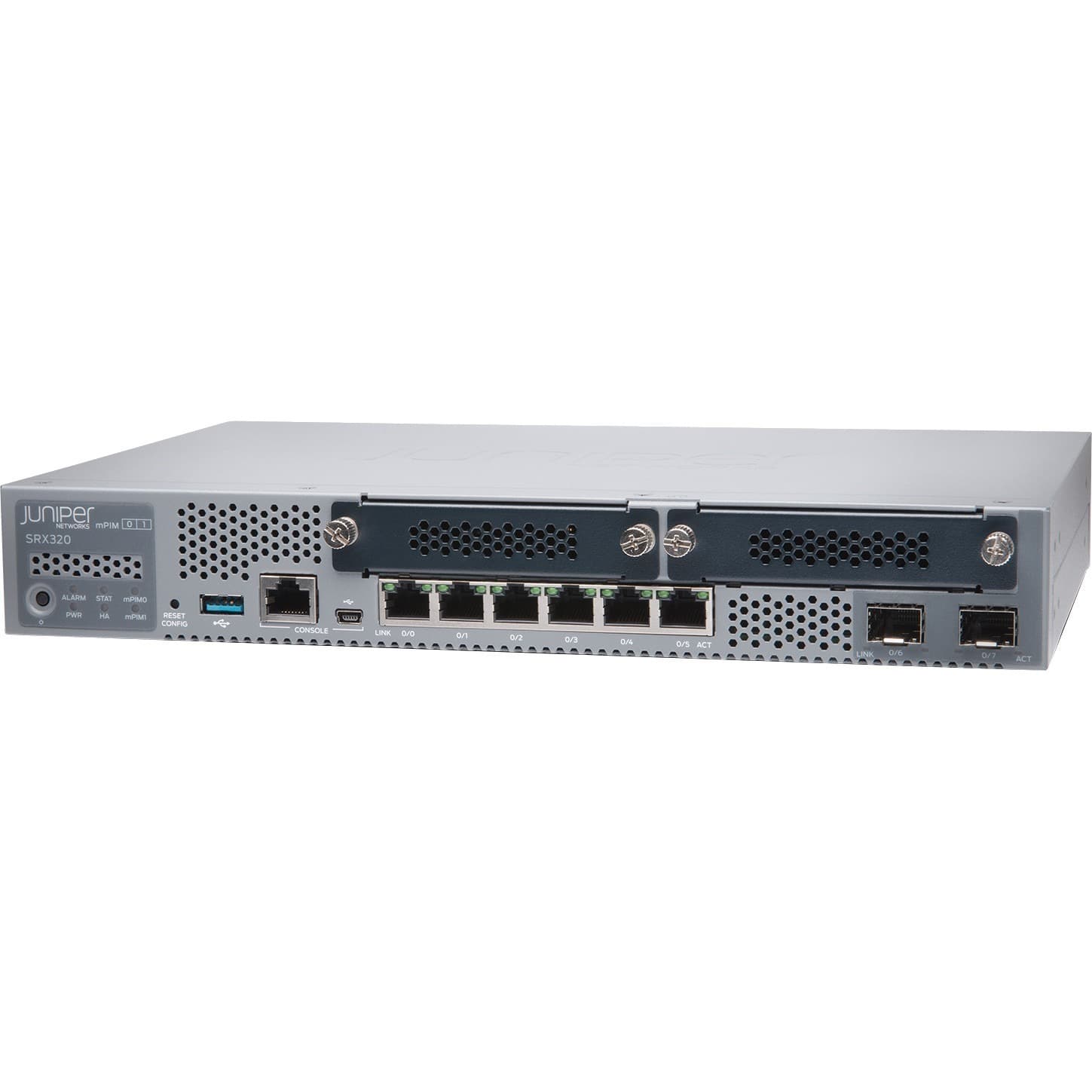 Juniper SRX320-POE-TAA enterprise router with 6 PoE ports for secure branch networking