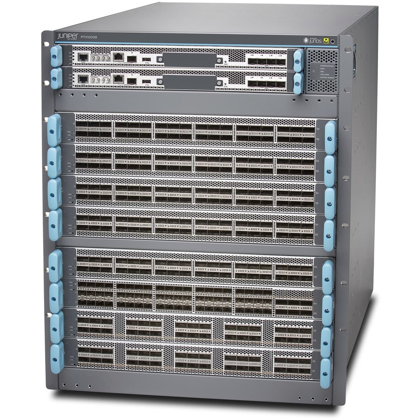 Juniper PTX10016 base system for 14.4T line cards in a carrier-grade rack-mount chassis