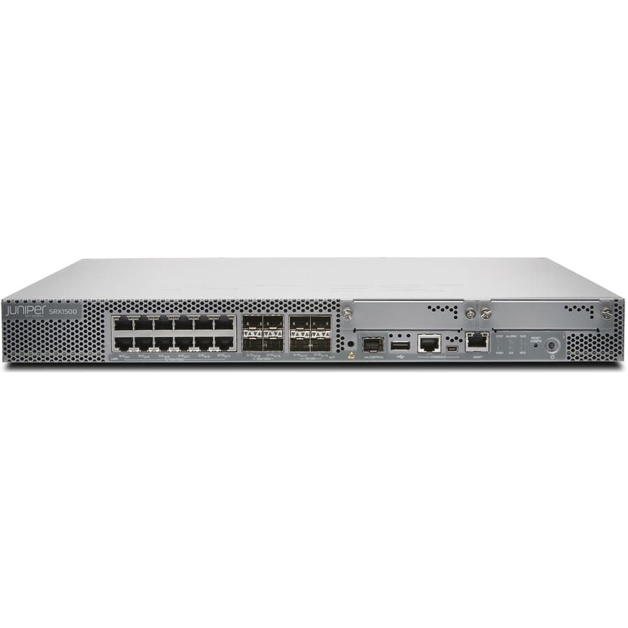 Juniper SRX1500-DC firewall appliance with Junos Enhanced software for rack-mounted security