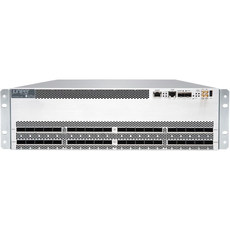 Juniper PTX10003 router with 80 x 100GE ports and DC power configuration