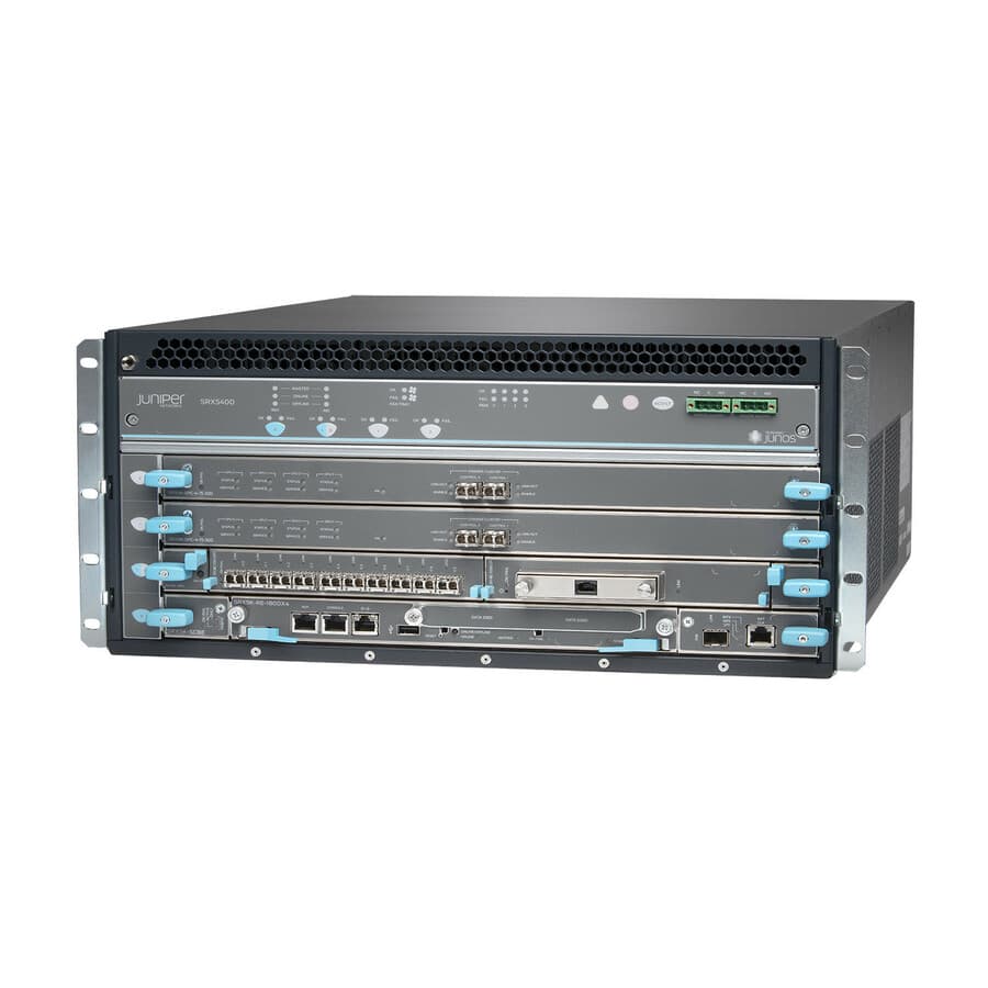 Juniper SRX5400X configured chassis with RE3, 1xSCB3, and 2xPEM for enterprise firewall deployment