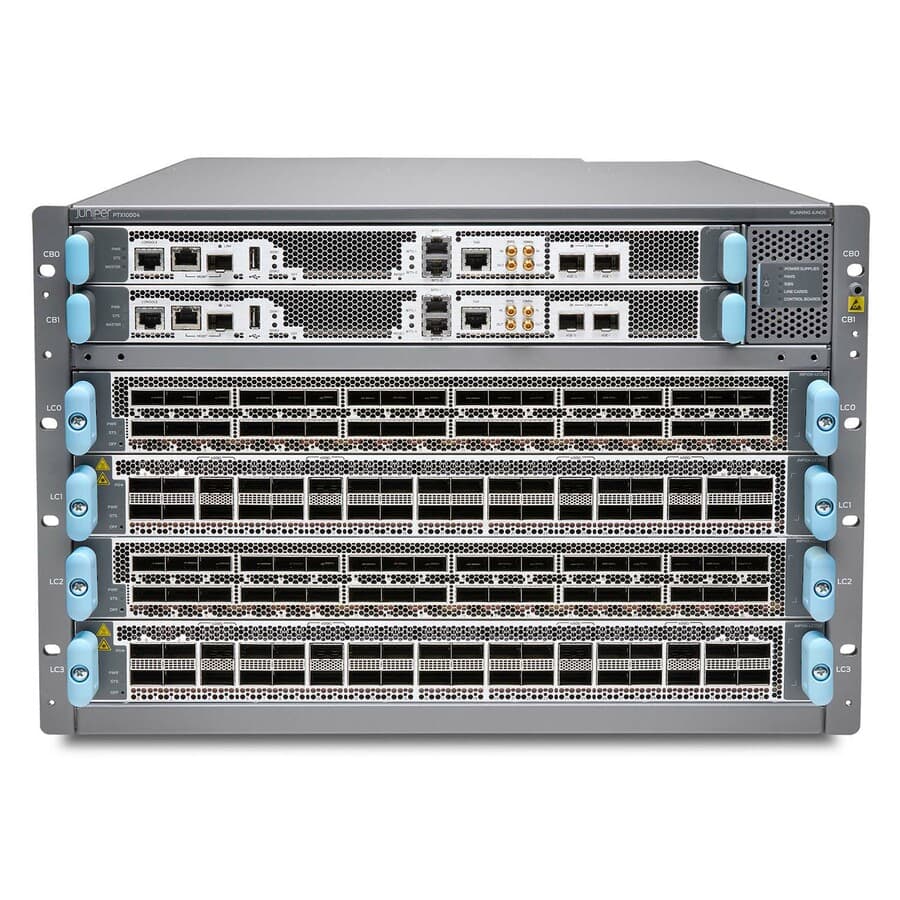 Juniper PTX10004-PREM2 redundant carrier-grade chassis for high-availability routing