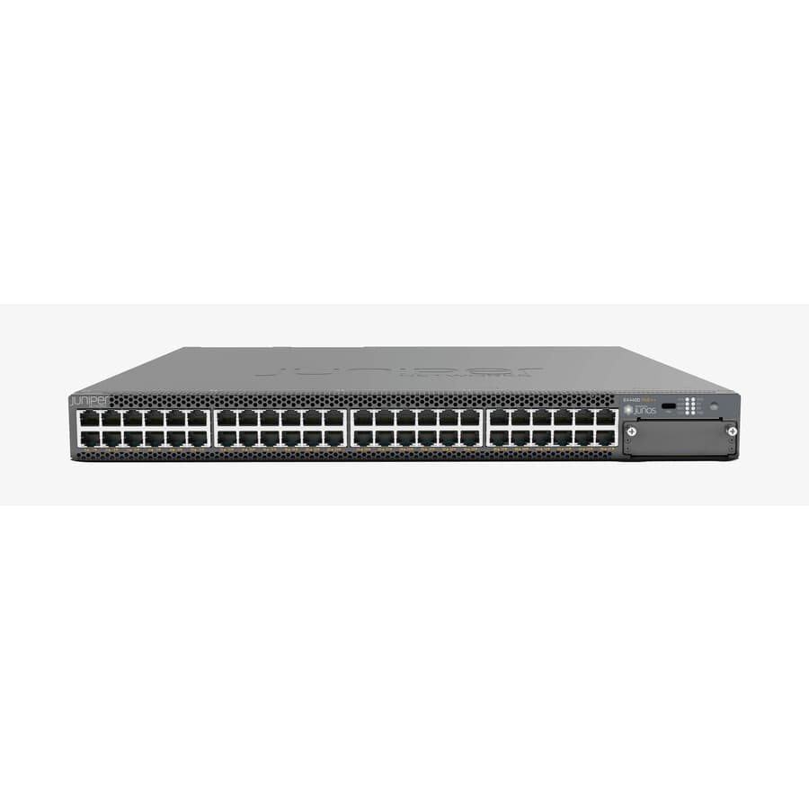 Juniper EX4400-48MP PoE switch with 12 x 10G, 36 x 2.5G, and 2 x 100G ports