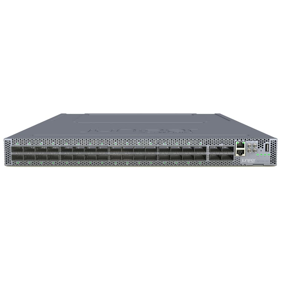 Juniper ACX7100-32C-DC-AO router with 32 QSFP28 ports and 4 QSFP56-DD ports