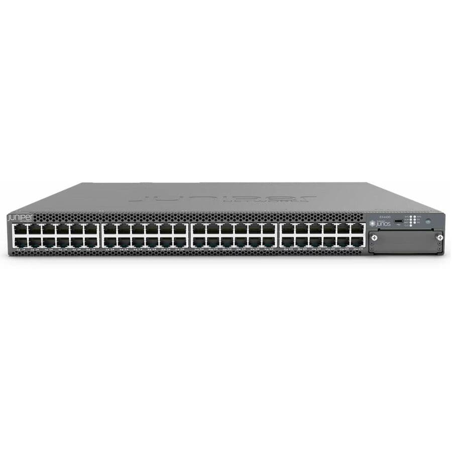 Juniper EX4400-48MP managed PoE switch with 48 ports and 4 SFP+ uplinks