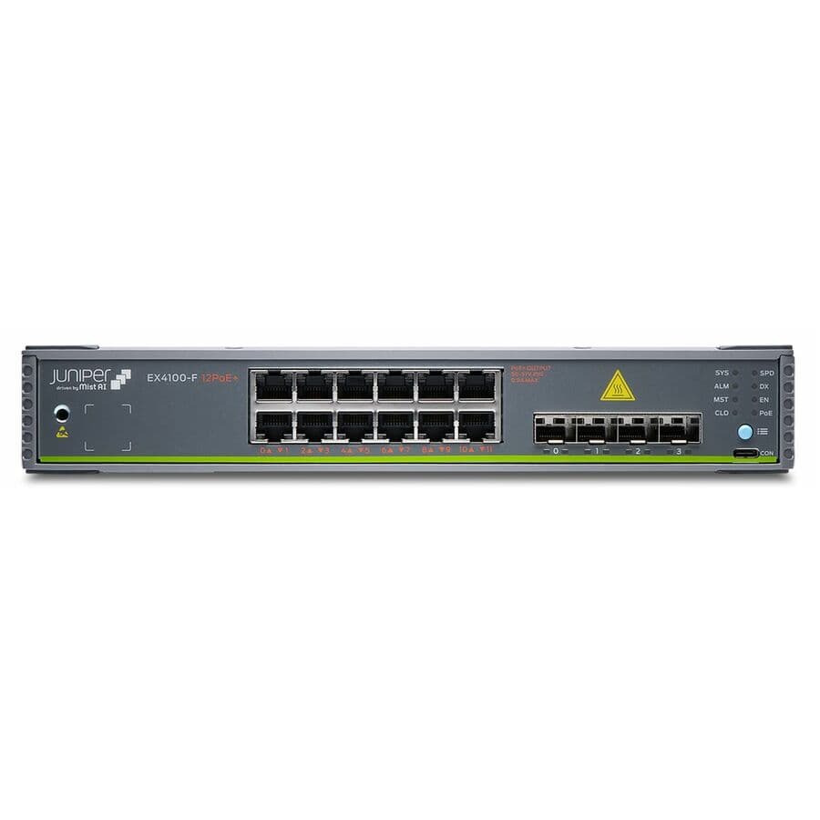 Juniper EX4100-F 12-port PoE+ TAA managed access switch for edge deployments
