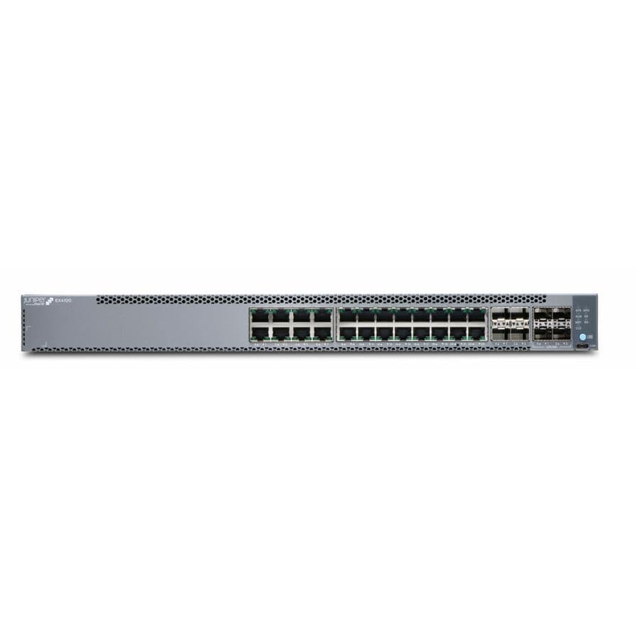 Juniper EX4100-24T-DC managed 24-port Gigabit Ethernet switch with enterprise rack-mount design