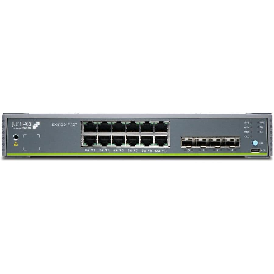 Juniper EX4100-F-12T managed switch bundle for rack-mounted enterprise access networking