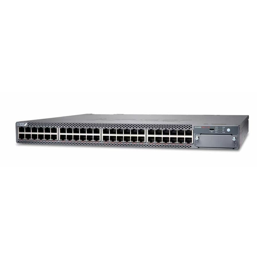 Juniper EX4400-48XP 48-port 1 GbE PoE switch with 2 x 100 GbE uplinks in 1U rack-mount design
