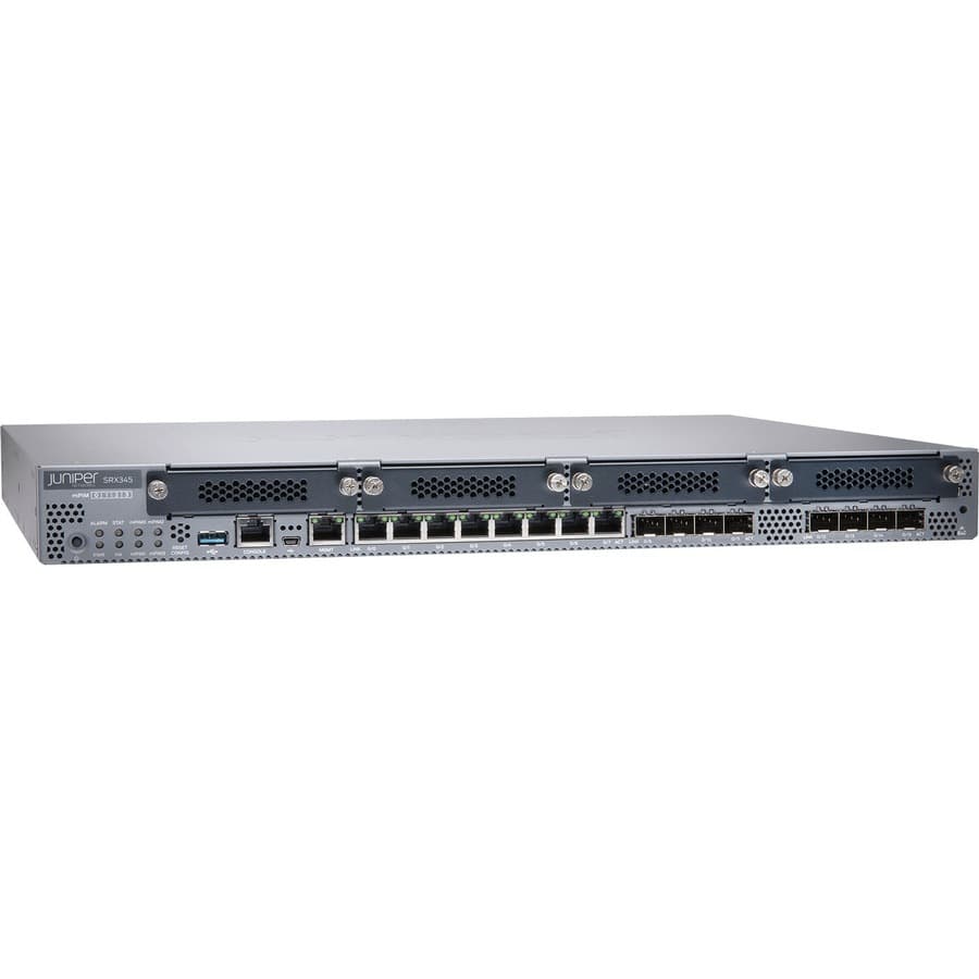 Juniper SRX345 DC PSU and Junos Base enterprise router for secure branch networking