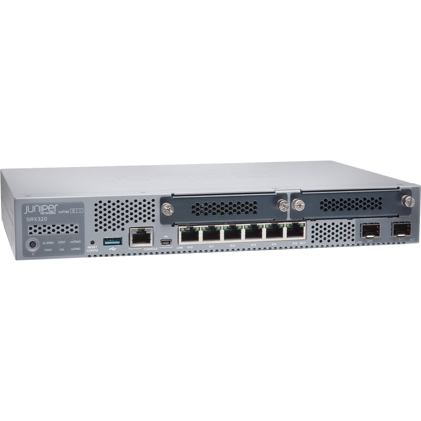 Juniper SRX320-POE-TAA enterprise router with 6 PoE ports for secure branch networking