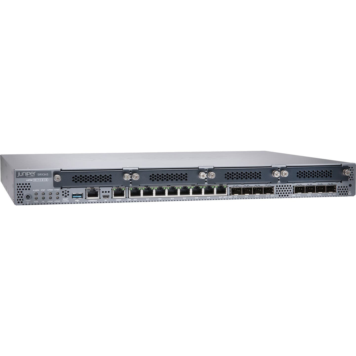 Juniper SRX345 DC PSU and Junos Base enterprise router for secure branch networking